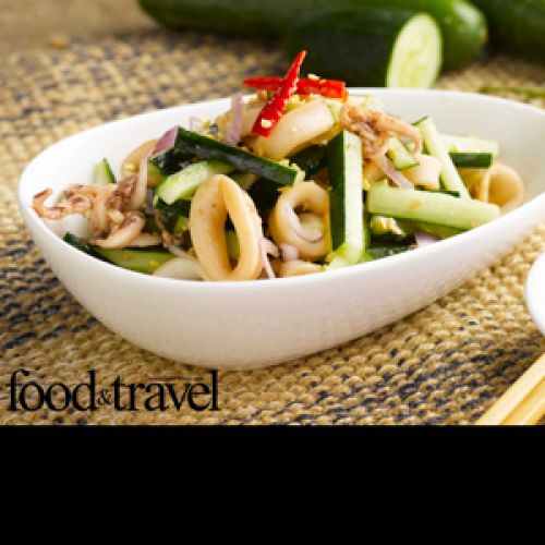 Seared Squid with Cucumber Salad